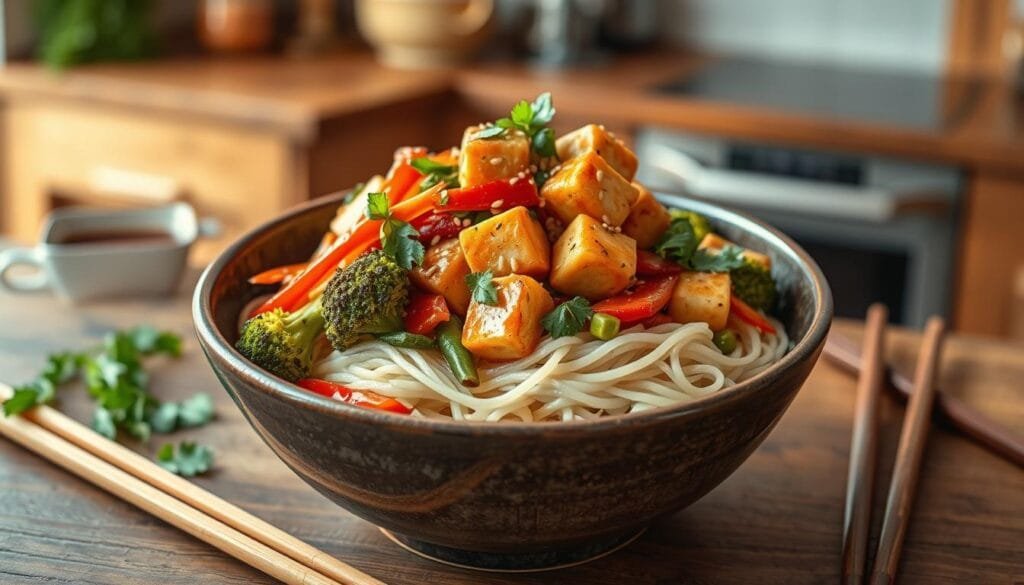Asian-inspired vegan noodle dish