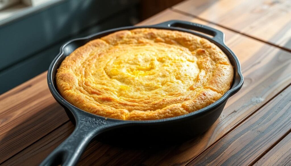 Crispy edges of cast iron cornbread