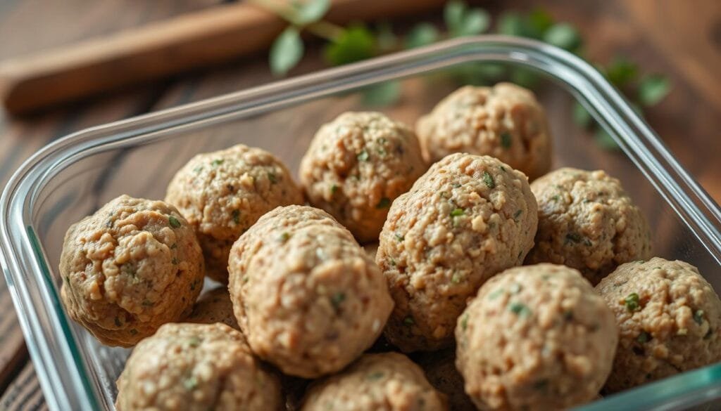 Frozen lentil meatballs