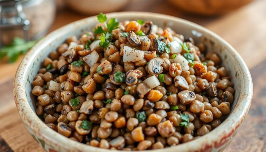 Mushroom lentil mixture