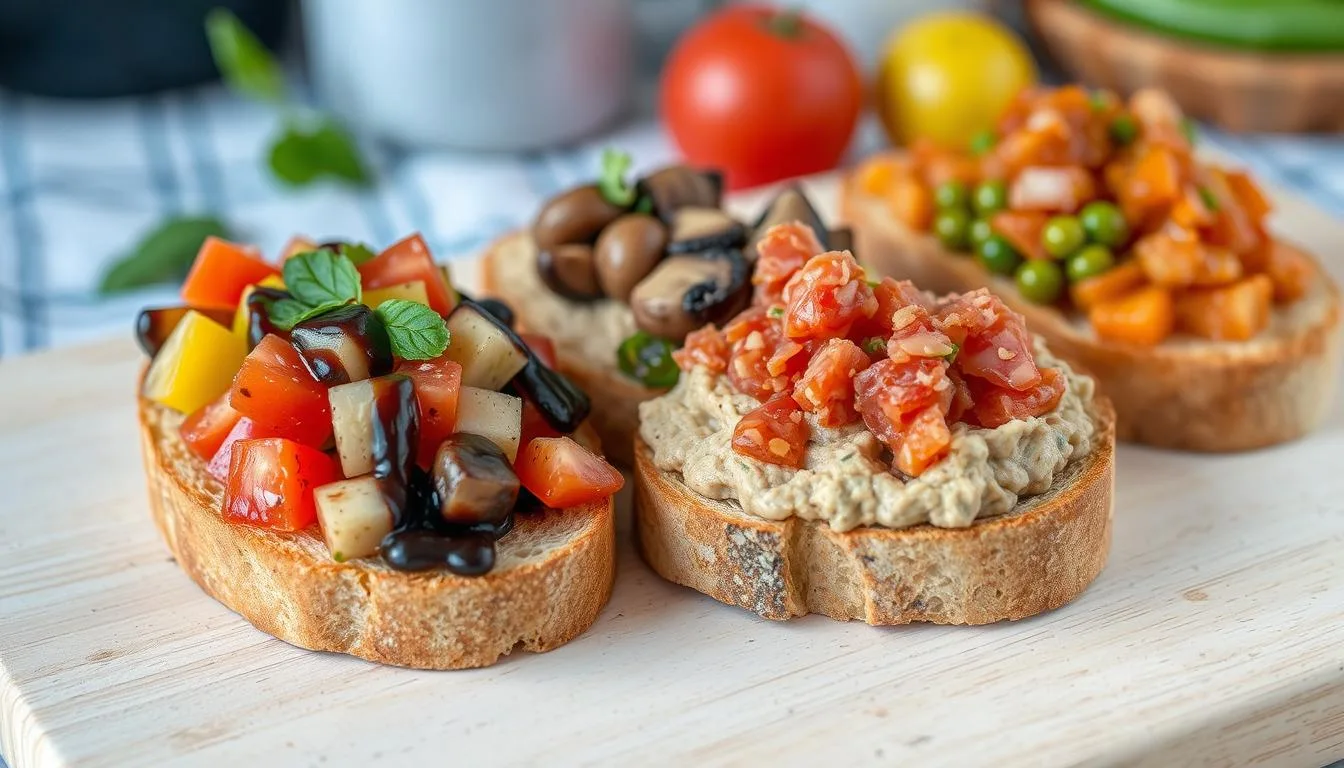 Plant-based bruschetta toppings