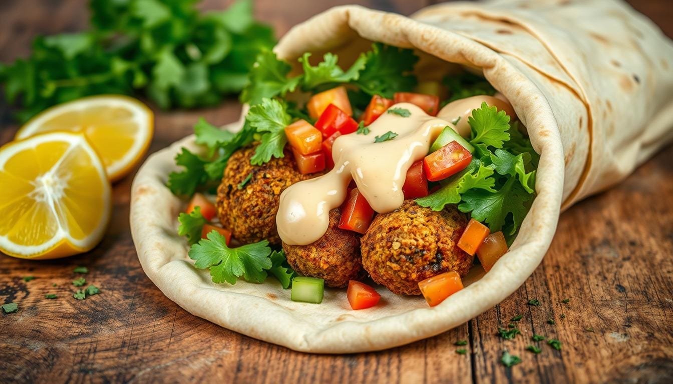 Plant-based falafel wraps