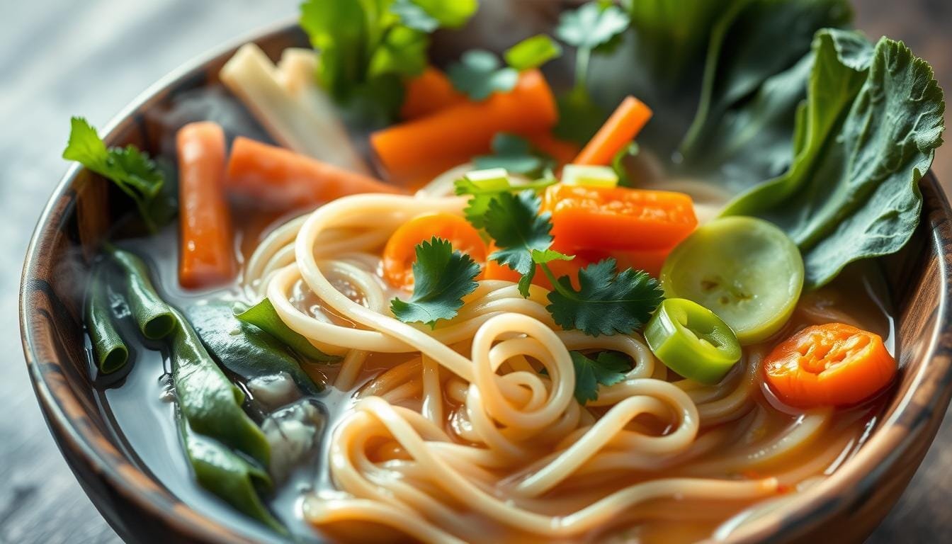 Plant-based ramen with vegetables