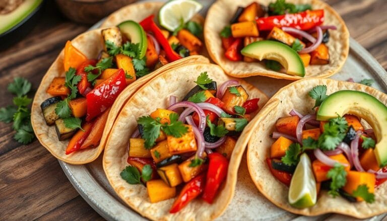 Plant-based tacos with roasted vegetables