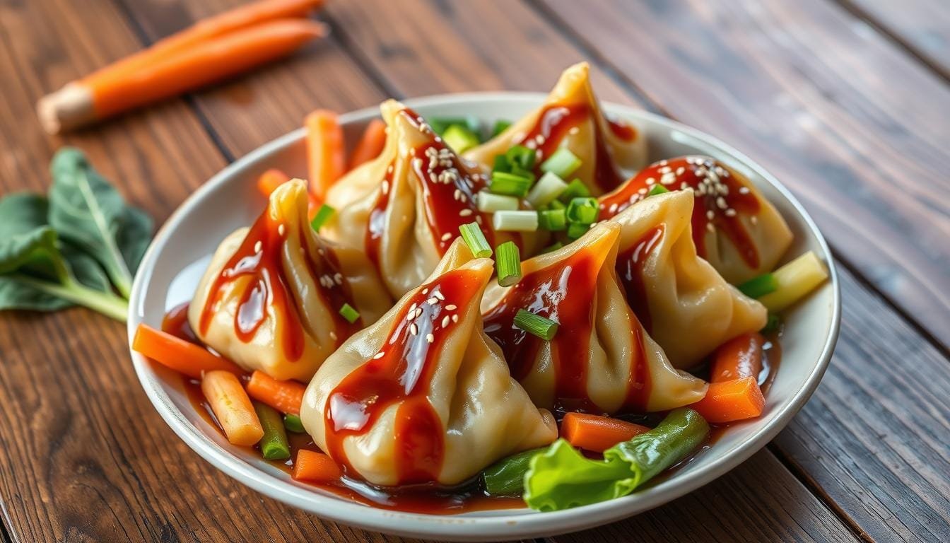 Plant-based teriyaki dumplings