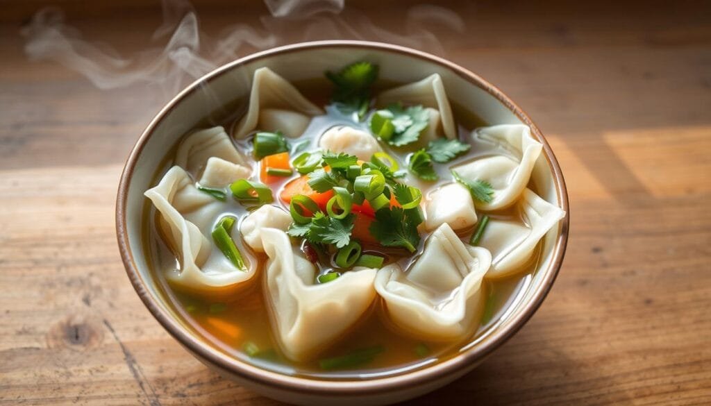 Vegan Wonton Soup Presentation