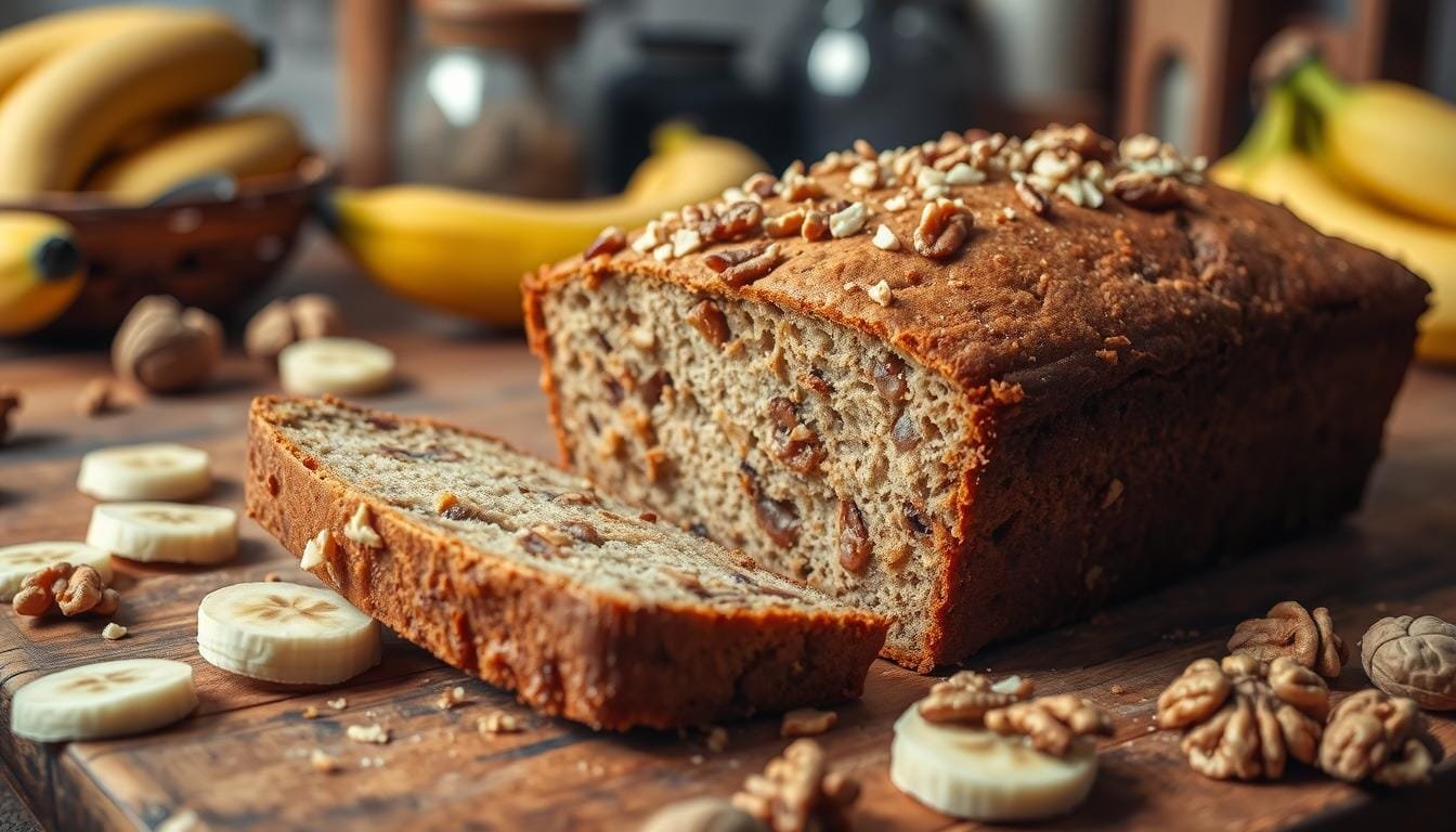 Vegan banana bread with nuts