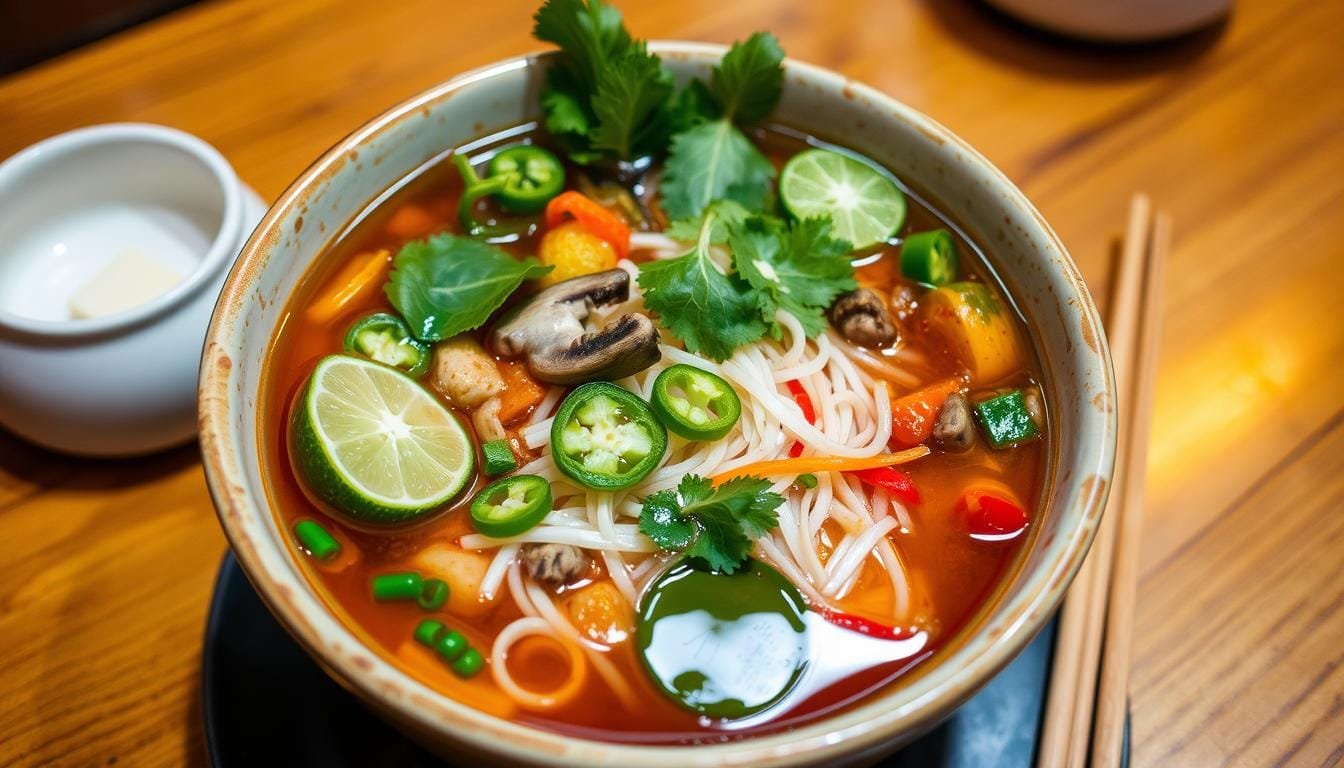 Vegan pho noodle soup