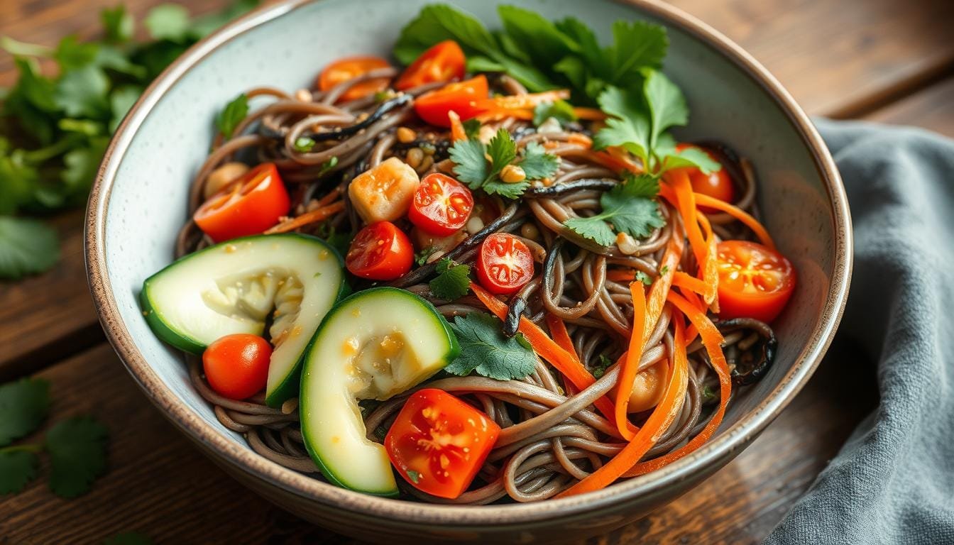 Vegan soba noodle salad