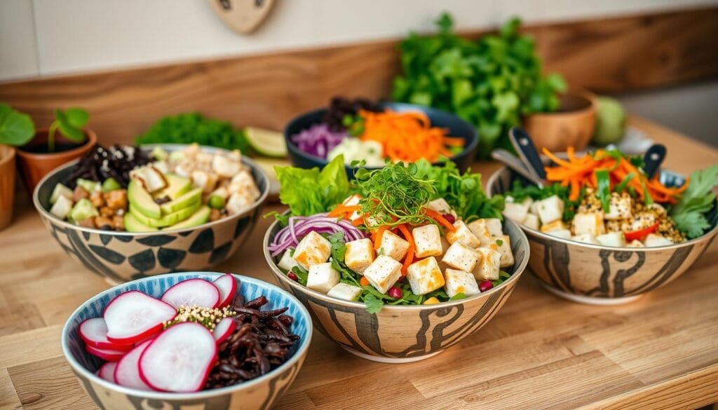 assembling poke bowls