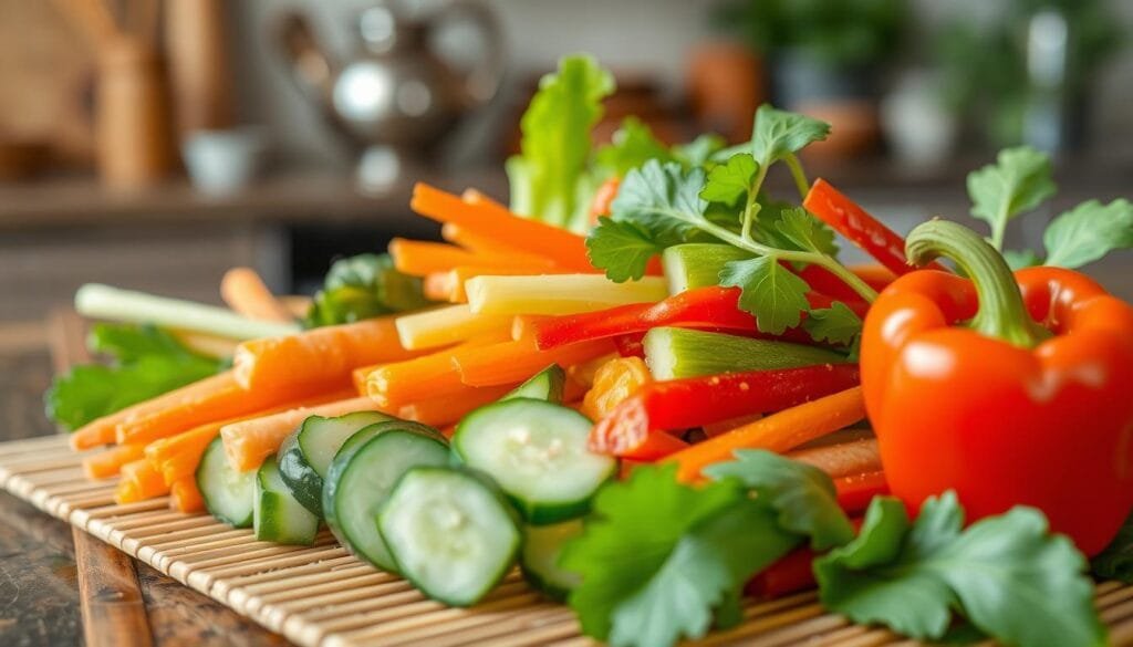 crunchy vegetables for spring rolls