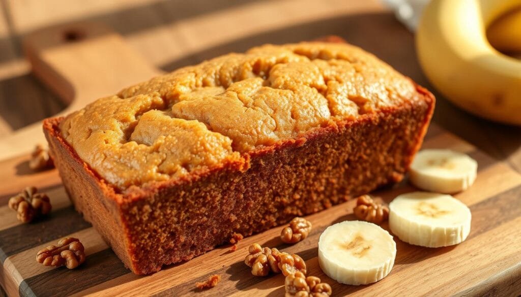 golden vegan banana bread crust