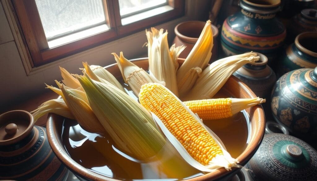 soaking corn husks