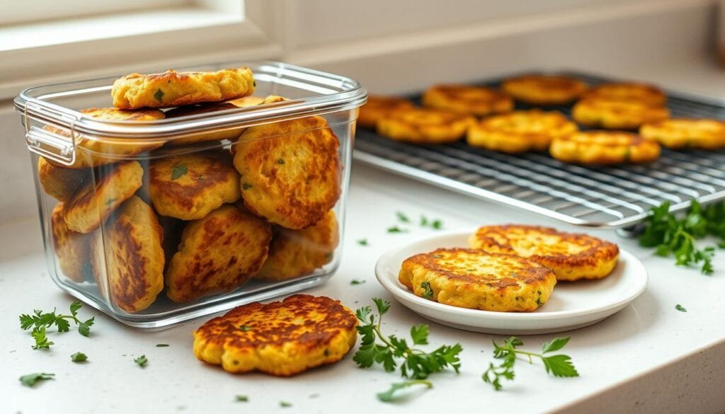 storing vegan fritters