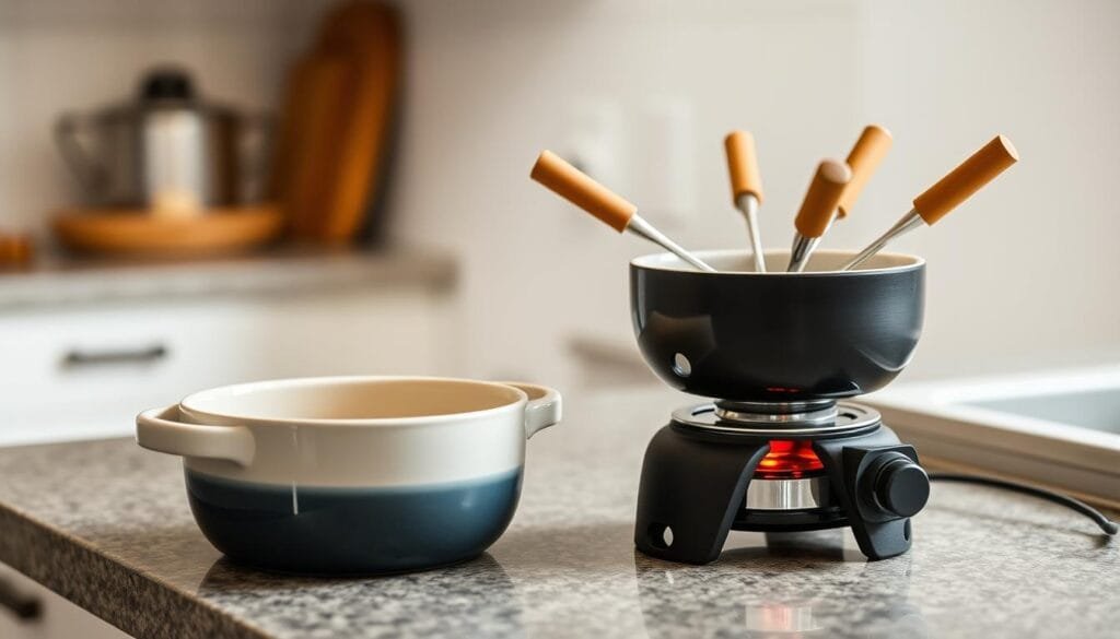 vegan chocolate fondue preparation