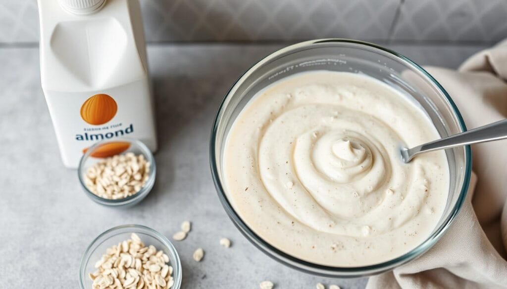 vegan pancake batter mixing