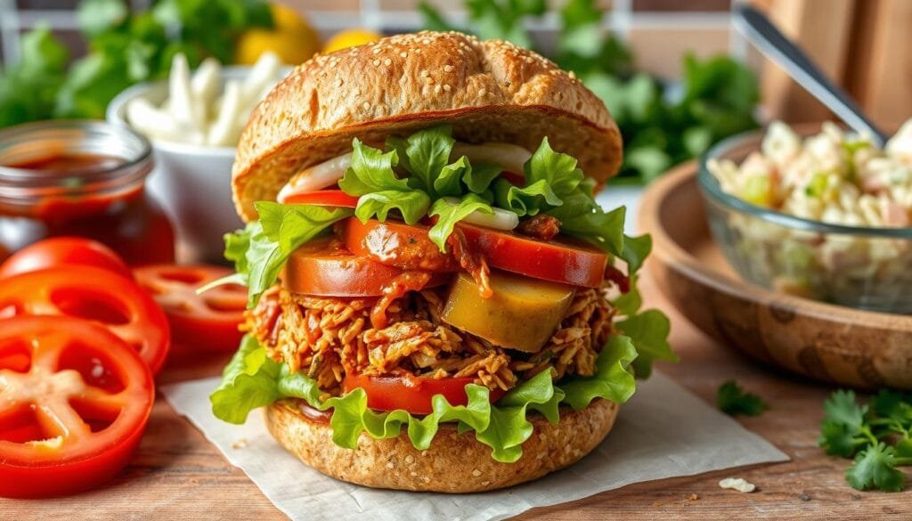 vegan sandwich assembly
